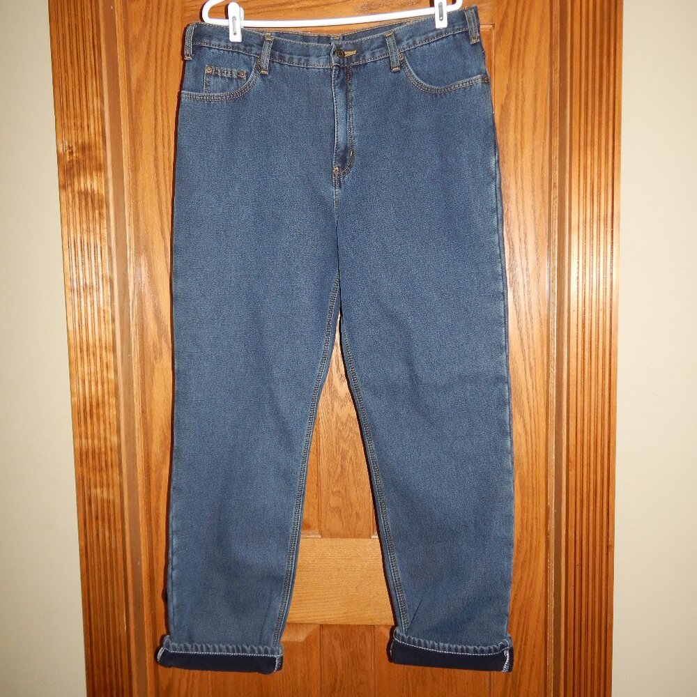 NEW NWT Women's Size 18 Soft Warm Fleece Lined Straight Leg Work Jeans FULL BLUE